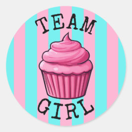 'Team Boy' Blue Cupcake Geslacht onthullen Ronde Sticker