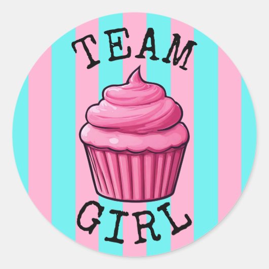 'Team Boy' Blue Cupcake Geslacht onthullen Ronde Sticker (Voorkant)