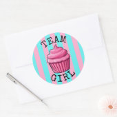 'Team Boy' Blue Cupcake Geslacht onthullen Ronde Sticker (Envelop)