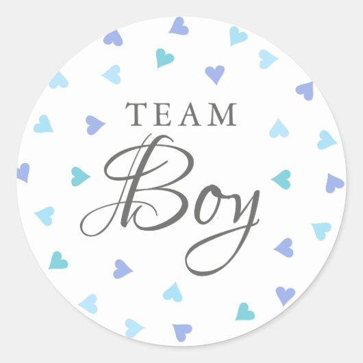 Team Boy Blue Hearts Genderonthulling Stemmen Ronde Sticker (Voorkant)