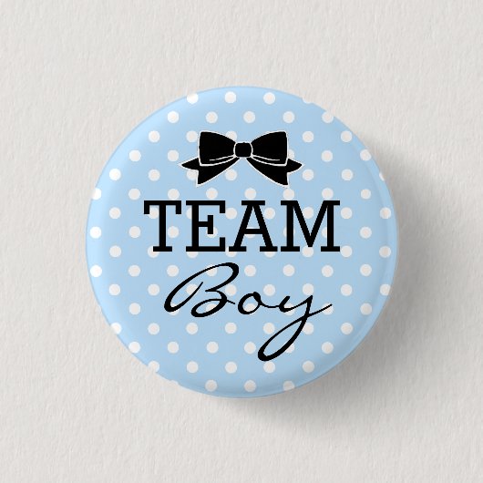 Team Boy Blue Polka Dots Baby shower Ronde Button 3,2 Cm (Voorkant)