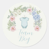 Team Boy Botanical Gender Reveal Sticker (Voorkant)