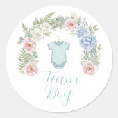 Team Boy Botanical Gender Reveal Sticker (Voorkant)