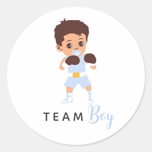 Team Boy Boxing Baby Gender Reveal Stickers (Voorkant)