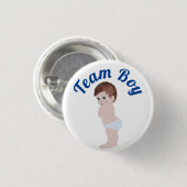 "Team Boy" Cute Baby Gender onthulling 3 cm rondet Ronde Button 3,2 Cm (Voorkant /achterkant)