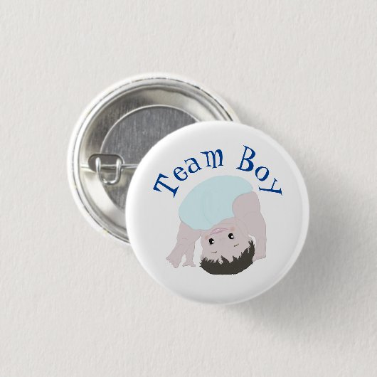 "Team Boy" Cute Baby Gender onthulling Ronde Button 3,2 Cm (Voorkant /achterkant)
