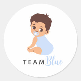 Team Boy Cute Baby with Blue Pacifier Ronde Sticker