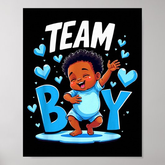 Team Boy Design Gender Reveal New Baby Boy  Poster (Voorkant)