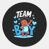 Team Boy Design Gender Reveal New Baby Boy Ronde Sticker (Voorkant)