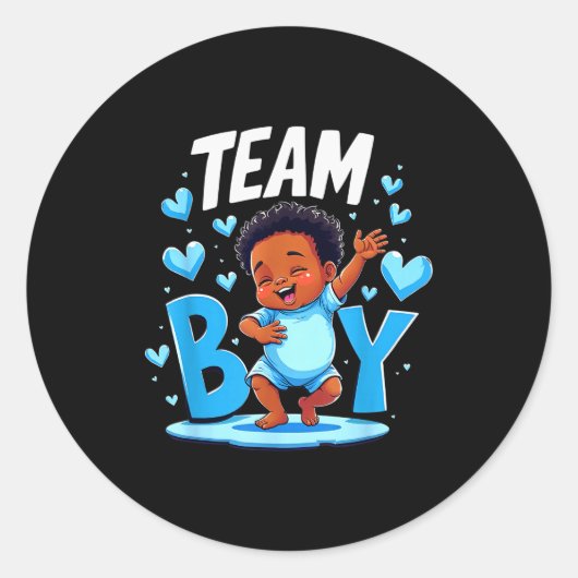 Team Boy Design Gender Reveal New Baby Boy  Ronde Sticker (Voorkant)