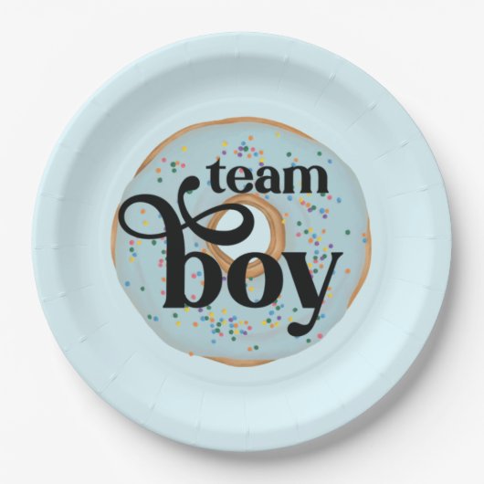 Team Boy Donut Gender onthulling Papieren Bordje (Voorkant)