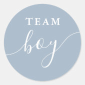 Team Boy Dusty Blue Geslacht Onthult Stemmen Ronde Sticker (Voorkant)