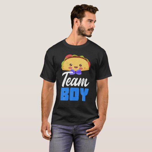 Team Boy Gender onthulling Baby shower Taco Baby P T-shirt (Voorkant volledig)