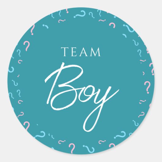 Team Boy Gender onthulling Blauwgroen blauw Ronde Sticker (Voorkant)