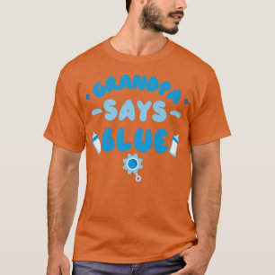 Team Boy Gender onthulling party Grandpa zegt Blue T-shirt