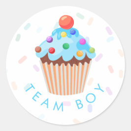 Team Boy Gender onthulling party Vote Cupcak Ronde Sticker