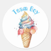 Team Boy Gender onthulling party Vote Ice Cream Ronde Sticker (Voorkant)