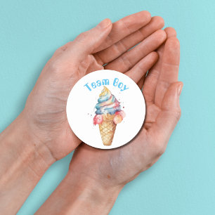 Team Boy Gender onthulling party Vote Ice Cream Ronde Sticker