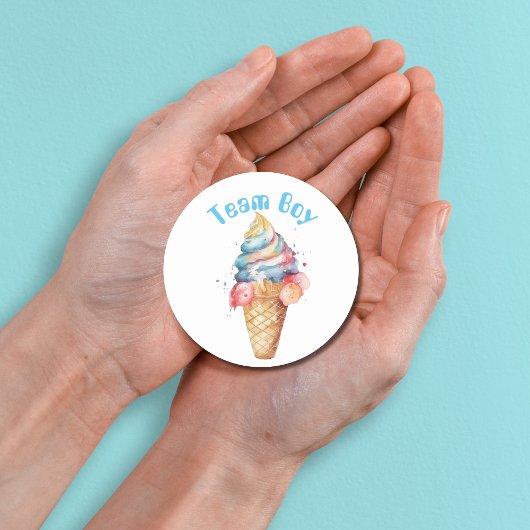 Team Boy Gender onthulling party Vote Ice Cream Ronde Sticker