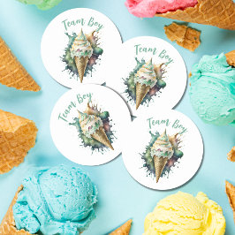 Team Boy Gender onthulling party Vote Ice Cream Ronde Sticker