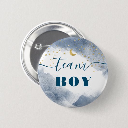 Team Boy Gender onthult Waterverf Clouds Twinkle Ronde Button 5,7 Cm (Voorkant /achterkant)