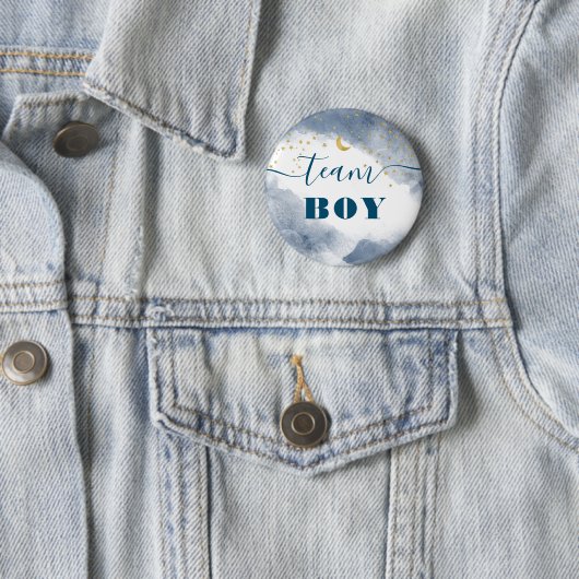 Team Boy Gender onthult Waterverf Clouds Twinkle Ronde Button 5,7 Cm (In situ)