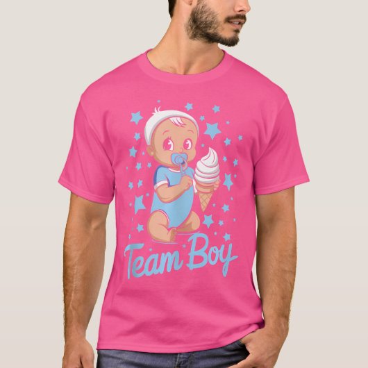 Team Boy Gender Reveal Feestaankondiging Ice Crea T-shirt (Voorkant)