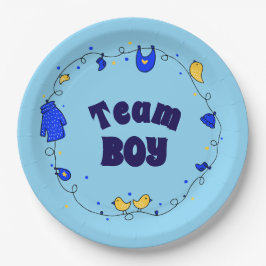 Team Boy Gender Reveal Party Borden Papieren Bordje