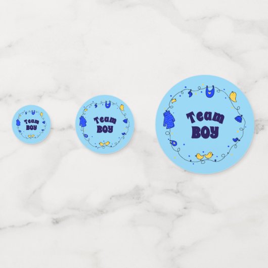 Team Boy Gender Reveal Table Confetti (Voorkanten)