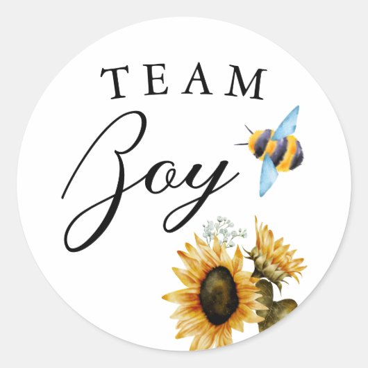 Team Boy Geslacht onthullen Blue Bee stemmen Ronde Sticker (Voorkant)