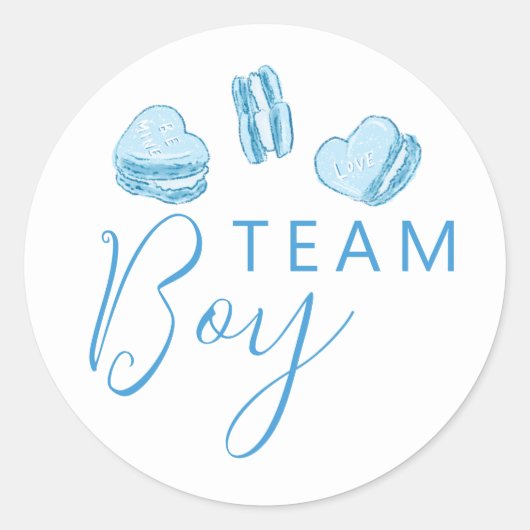 Team Boy Geslacht Onthullen Blue Heart Stemmen Ronde Sticker (Voorkant)