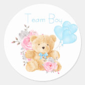 Team Boy Geslacht Onthullen Partij Stemmen Beer Ronde Sticker (Voorkant)