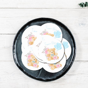 Team Boy Geslacht Onthullen Partij Stemmen Beer Ronde Sticker