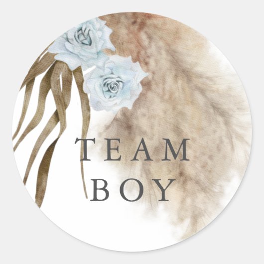Team Boy Geslacht Onthullen Partij Stemmen Pampas Ronde Sticker (Voorkant)