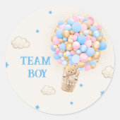 Team Boy Geslacht onthullen Teddy Bear Blauw Ronde Sticker (Voorkant)