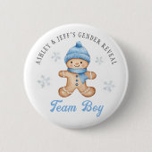 Team Boy Gingerbread Gender Reveal Party Ronde Button 5,7 Cm (Voorkant)