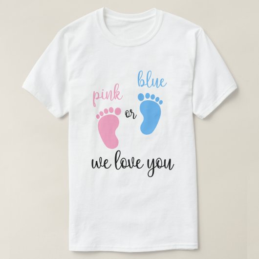 Team Boy Girl Geslacht Roze of Blauw We houden van T-shirt (Design voorkant)