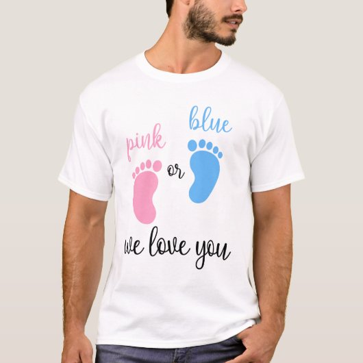 Team Boy Girl Geslacht Roze of Blauw We houden van T-shirt (Voorkant)
