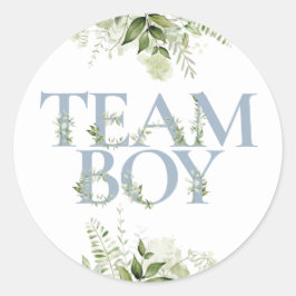 Team Boy Greenery Bloemen Geslacht Onthullen Stemm Ronde Sticker