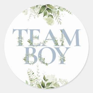 Team Boy Greenery Bloemen Geslacht Onthullen Stemm Ronde Sticker
