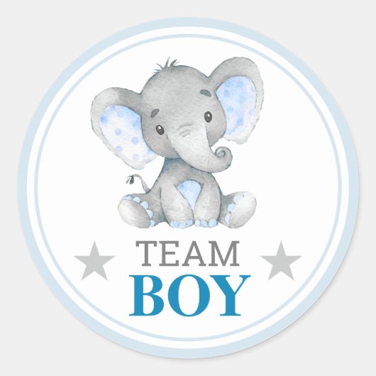 Team Boy I Stem Geslacht onthullen Baby shower Spr Ronde Sticker (Voorkant)
