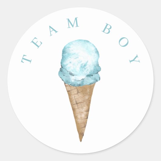 Team Boy Ice Cream Gender onthult Circle Sticker. Ronde Sticker (Voorkant)