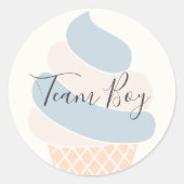 Team Boy Ice Cream Pastel Kleur Geslacht Onthullen Ronde Sticker (Voorkant)