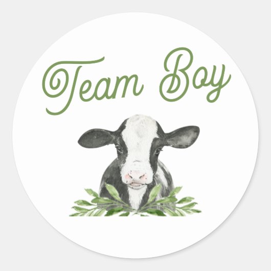 Team Boy Koe Boerderij Geslacht onthullen Sticker (Voorkant)