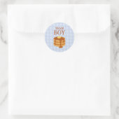 Team Boy Little Pancake Brunch Theme Gender Reveal Ronde Sticker (Tas)
