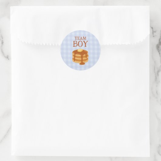 Team Boy Little Pancake Brunch Theme Gender Reveal Ronde Sticker (Tas)