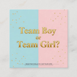 Team Boy of Team Girl Gender Reveal Enclosure Kaar Informatiekaartje