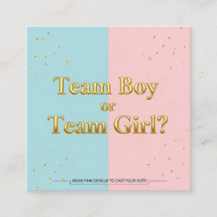 Team Boy of Team Girl Gender Reveal Enclosure Kaar Informatiekaartje