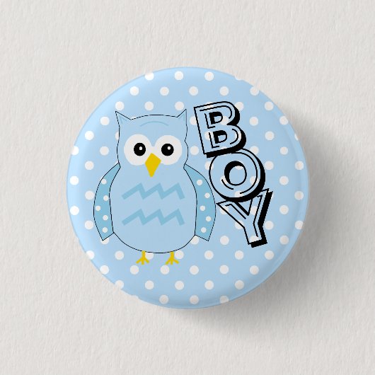 Team Boy Owl Baby shower Ronde Button 3,2 Cm (Voorkant)