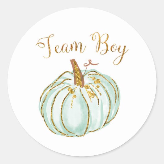 Team Boy Pastel Pompoen Geslacht Onthullen spel st Ronde Sticker (Voorkant)